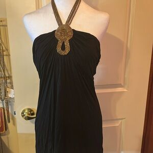 CLUB WEAR Gold rope design ties around neck scoop back